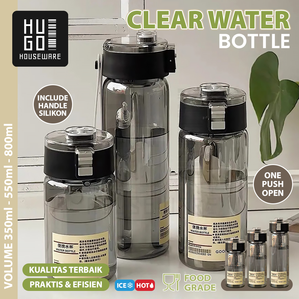 Jual HUGO Botol Air Minum Aesthetic Water Bottle Termos Botol Bening ...