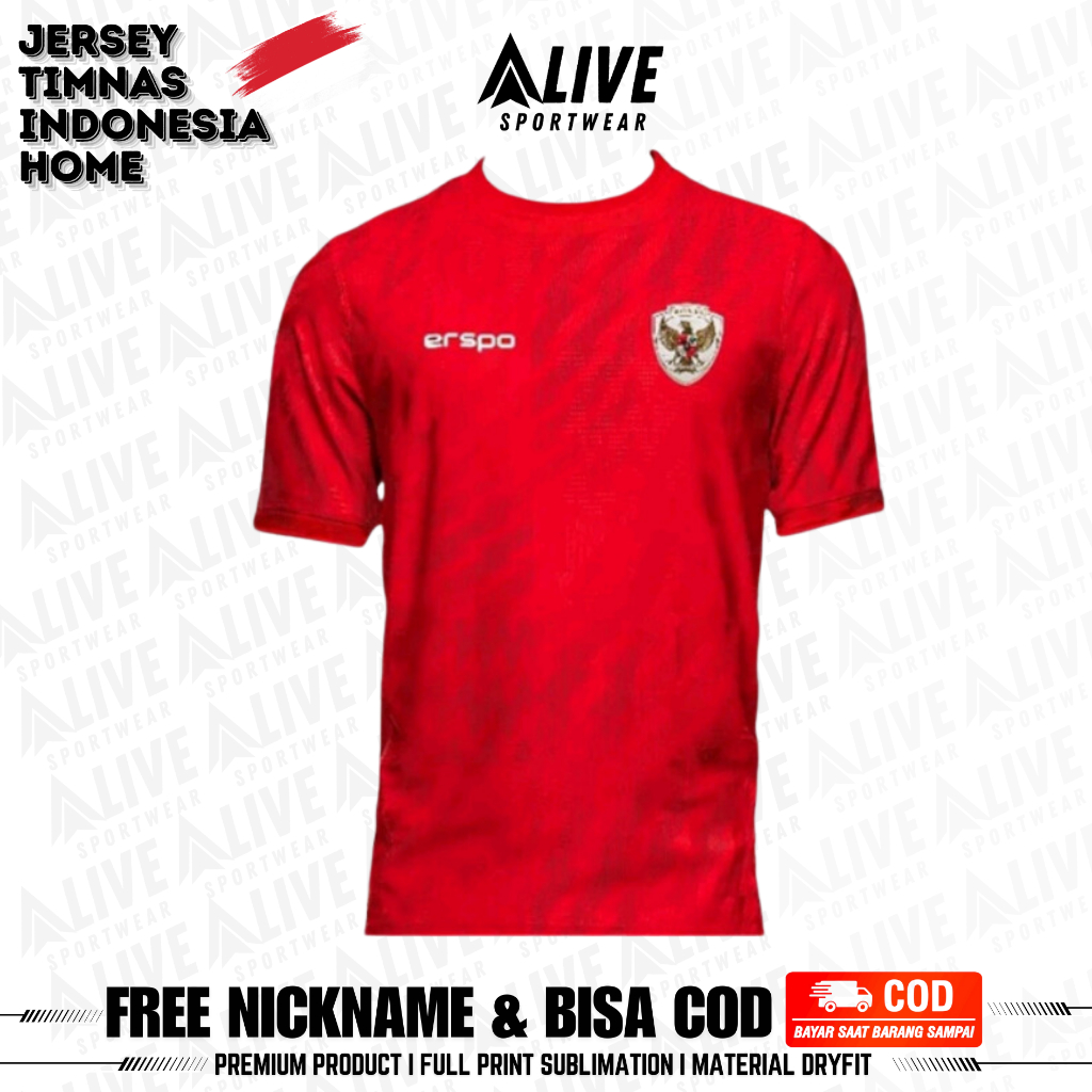 Jual KAOS JERSEY HOME TIMNAS INDONESIA ERSPO TERBARU TAHUN 2024/2025 ...