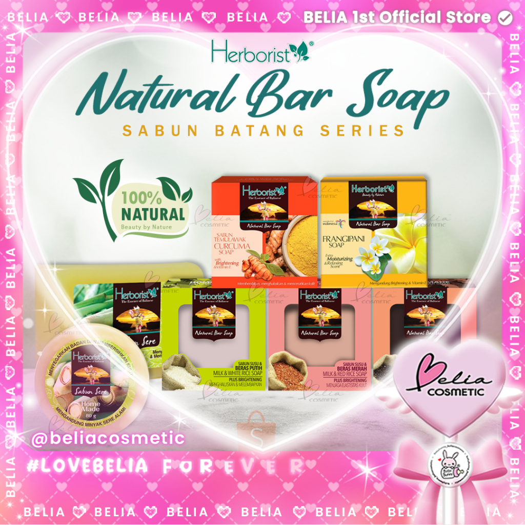 [ BELIA ] Herborist Sabun Sere | Temulawak | Frangipani | Beras Putih | Beras Merah | Beras Hitam | Lemongrass | Curcuma | Frangipani | Milk Rice Soap 80g | 160g BPOM