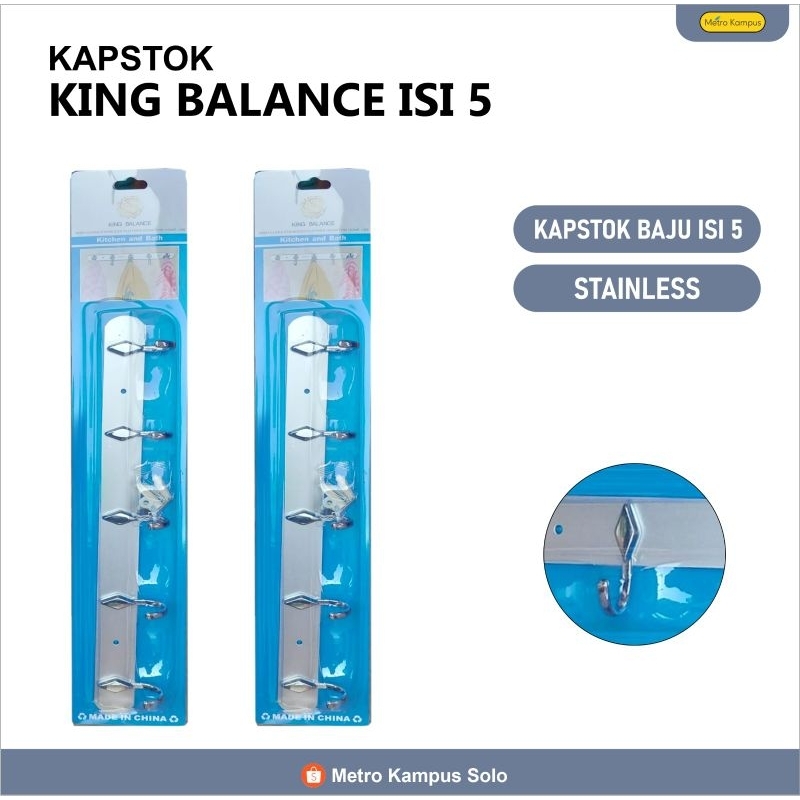 Jual Kapstok Gantungan Pakaian Dinding King Balance Isi 5 Gantungan ...