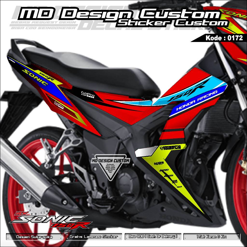 Jual 0172 (COD) Sticker Decal SONIC 150R FullBody Beas Request Nama ...