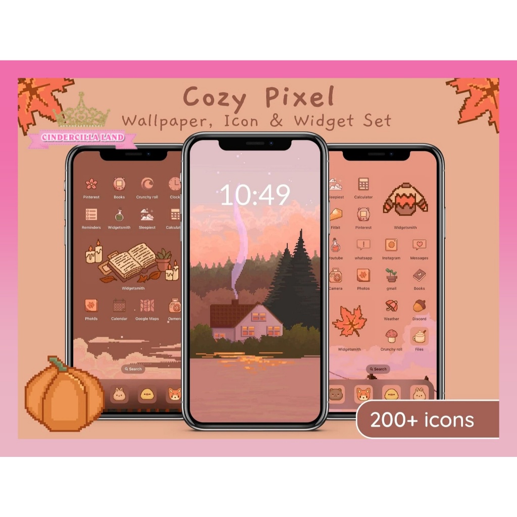 Jual CINDERCILLA LAND IOS ANDROID ICON / Cozy Fall / Autumn Pixel Icon ...