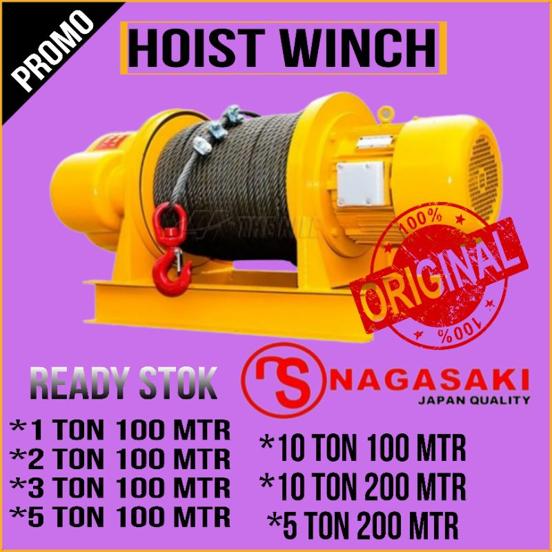 Jual ELECTRIC HOIST WINCH KAPASITAS 5 TON 100 MTR 380V/3 PHASE NAGASAKI ...