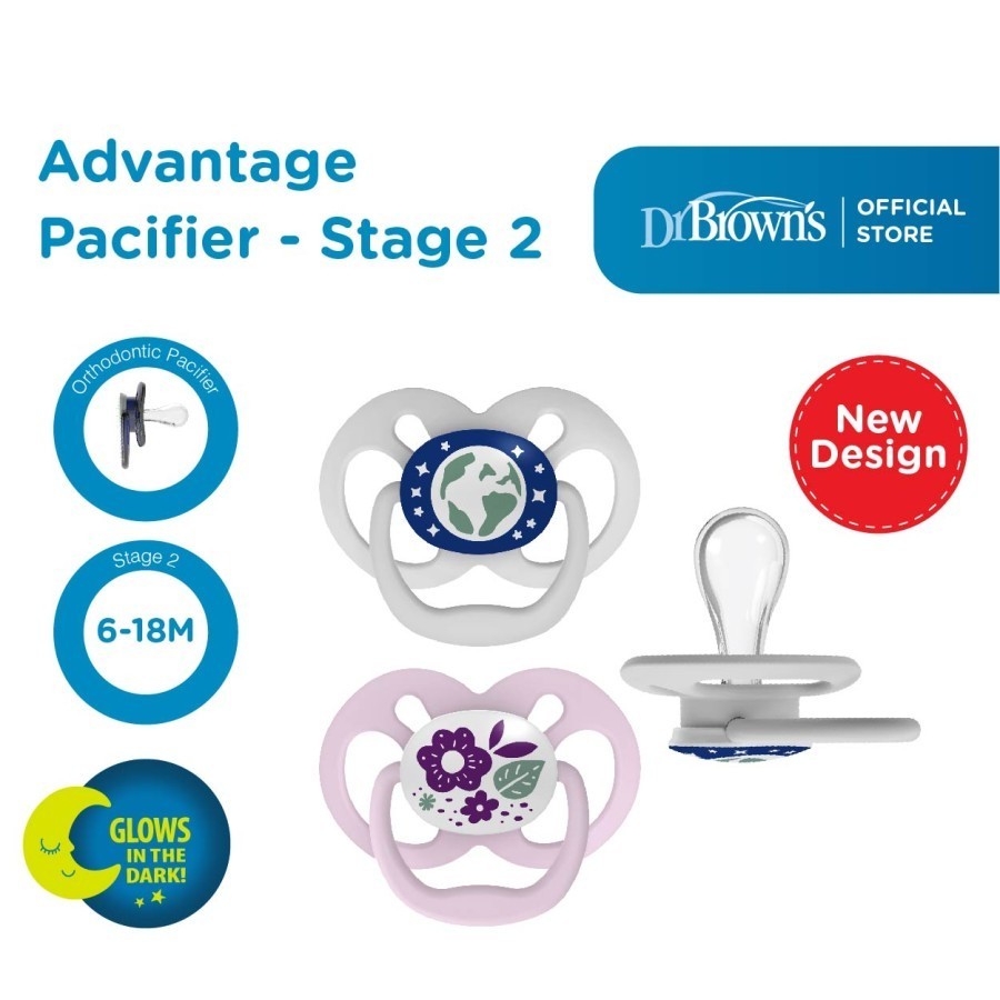 Jual Dr Brown's Advantage Glow In The Dark Pacifier 6-18M Girl | Shopee ...