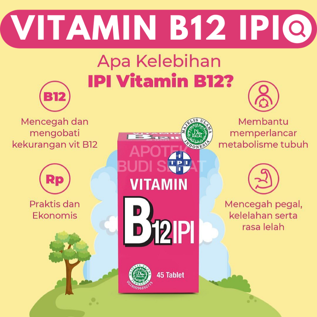 Jual Vitamin B12 IPI isi 45 tablet Vit B Anemia Nyeri Otot Lemah Letih ...