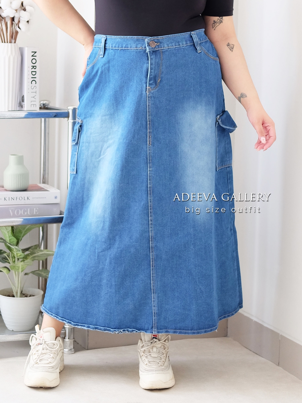 Jual ADEEVA Rok Jeans Cargo Jumbo | Shopee Indonesia
