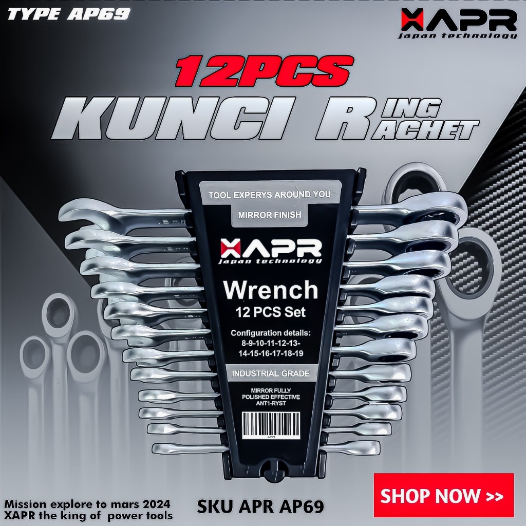 Jual APR JAPAN Kunci Ring Pas set 12 pcs 8-19mm kunci pas Kualitas ...