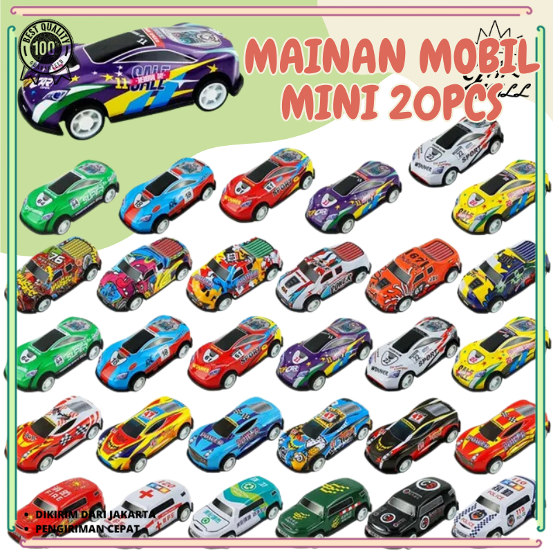 Jual JM 20Pcs Mobil Mini Mainan Anak PullBack Mix Collorfull Racing Car ...
