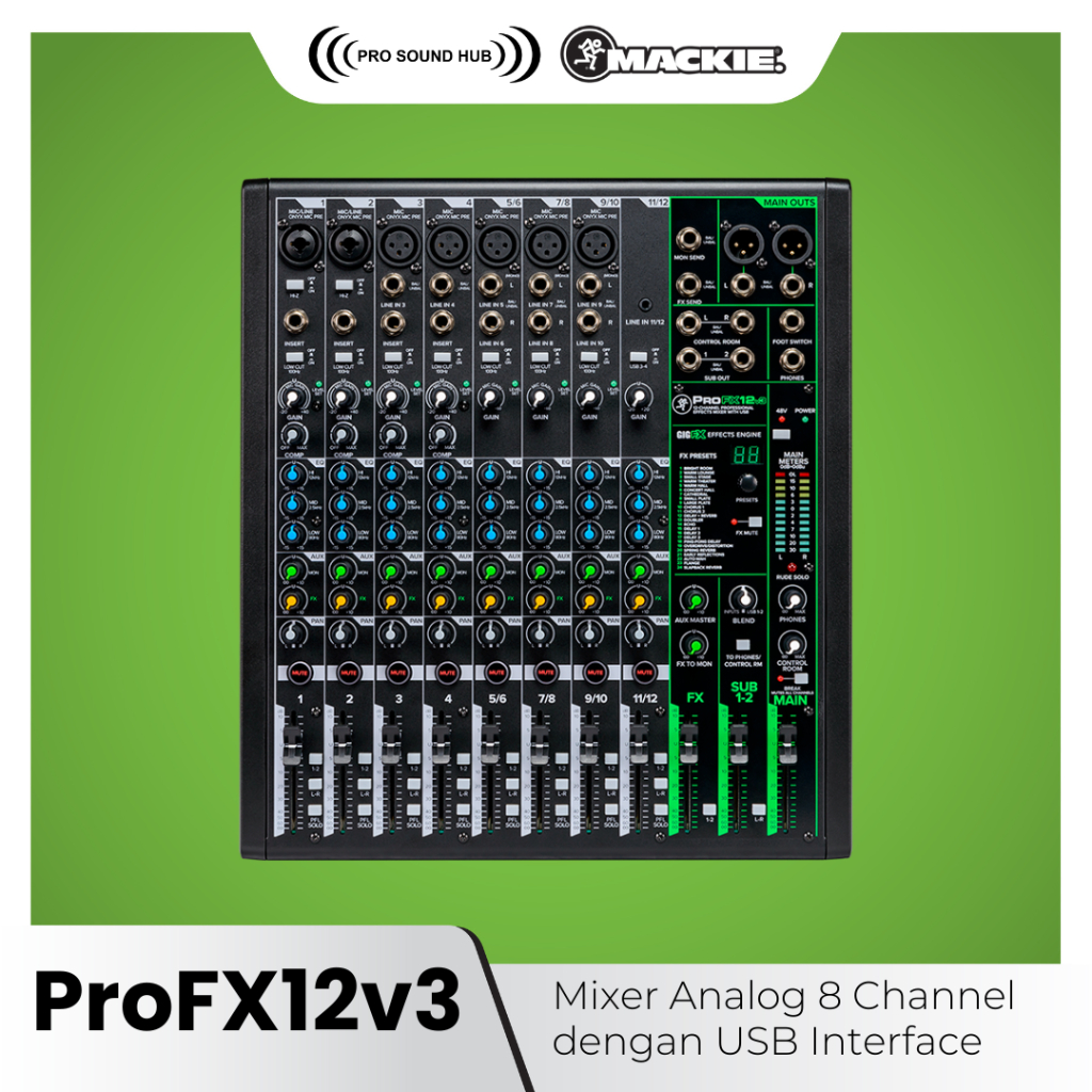 Jual Mackie ProFX12v3 ProFX12 v3 Mixer 12 In 8 Channel Soundcard USB ...