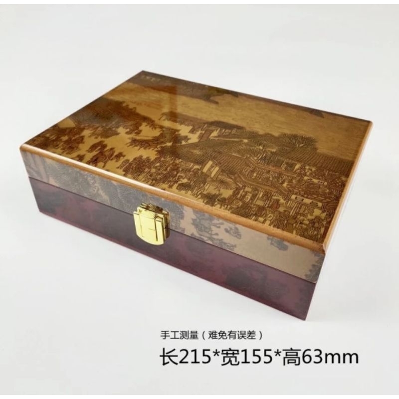 Jual Box Kayu Merah Gold Lacquer Kilap Motif isi 30 Kapsul Koin Bulat ...