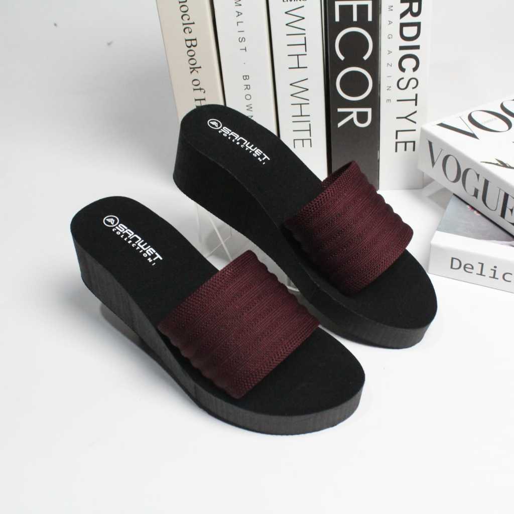 Jual Sandal Wedges Wanita Motif Selop Rajut Import Wb 14 Tinggi