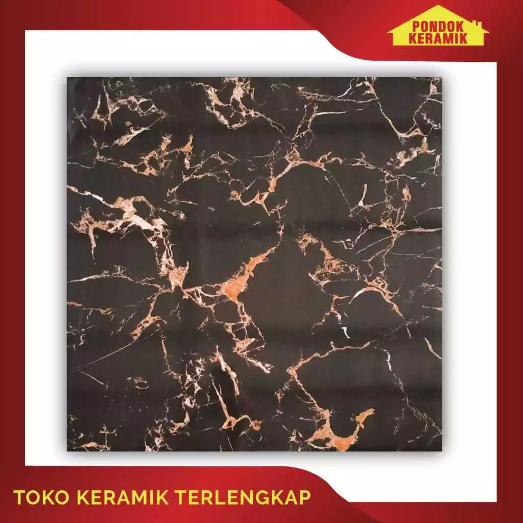Keramik Lantai Platinum 60x60 Stuttagart Black Motif Marbe Gold Black Rectified