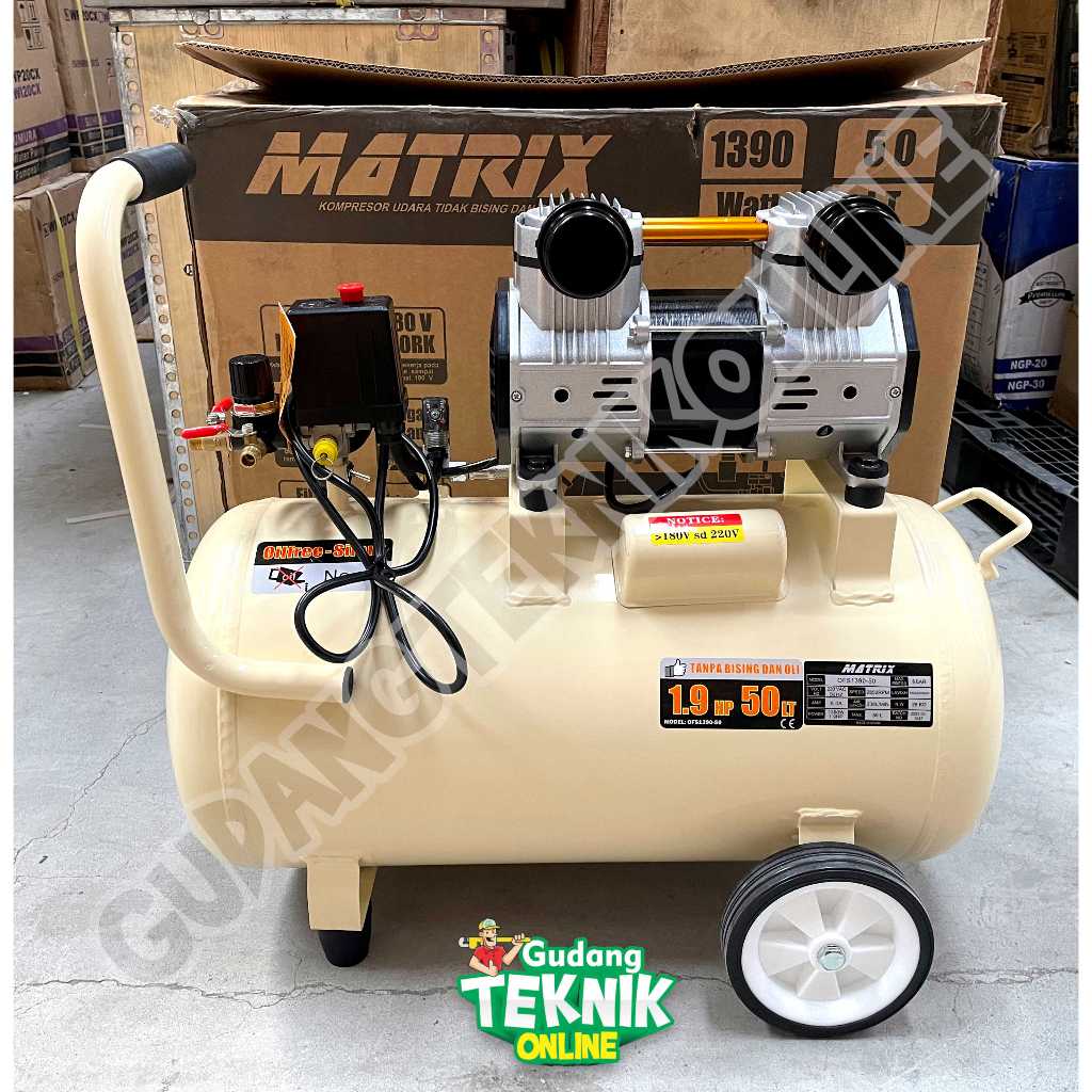 Jual Kompresor Angin 50L OFS1390-50 MATRIX 2HP LISTRIK OILESS CEPAT ...