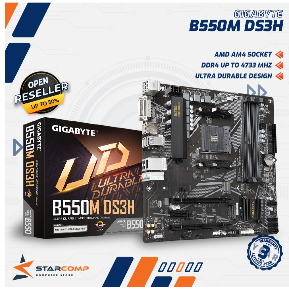 Jual GIGABYTE B550M DS3H AMD AM4 B550 DDR4 Motherboard | Shopee Indonesia