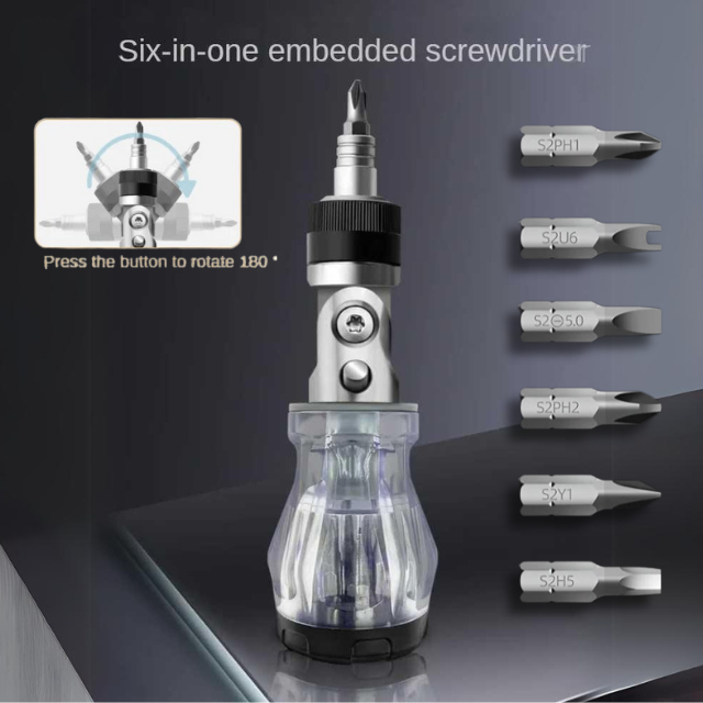 Jual Obeng Reparasi Mini 6 in 1 Stubby Screwdriver Set Ratchet Head ...