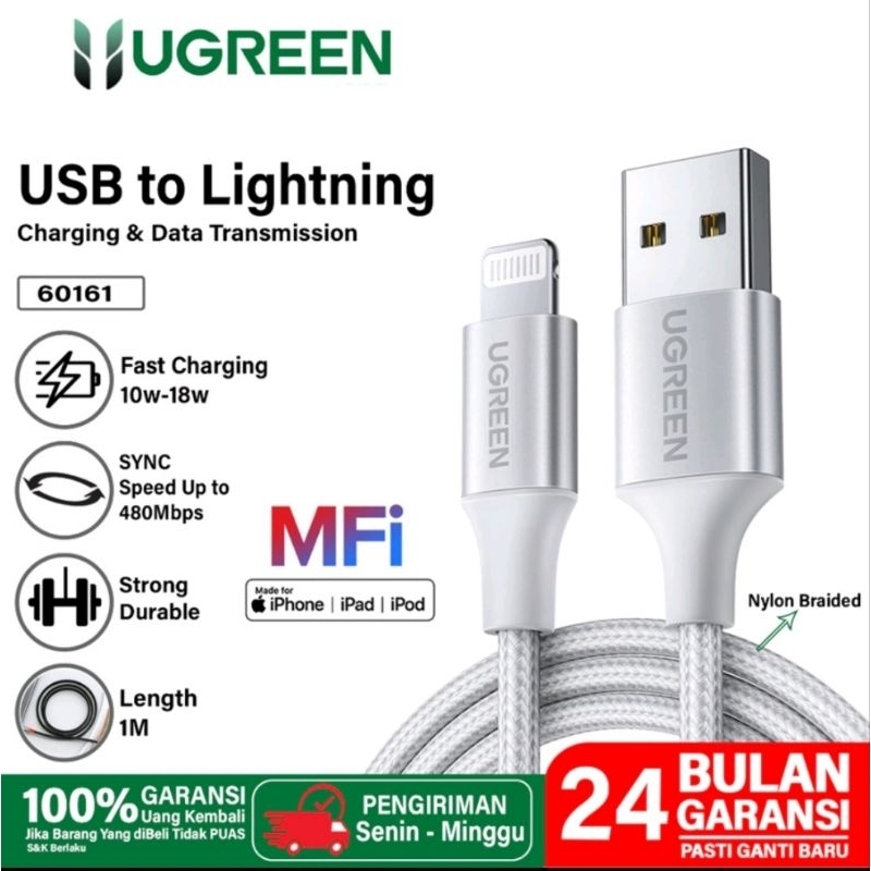 Jual Ugreen Kabel MFI Usb to Lightning Iphone Ipad 2,4A Fast