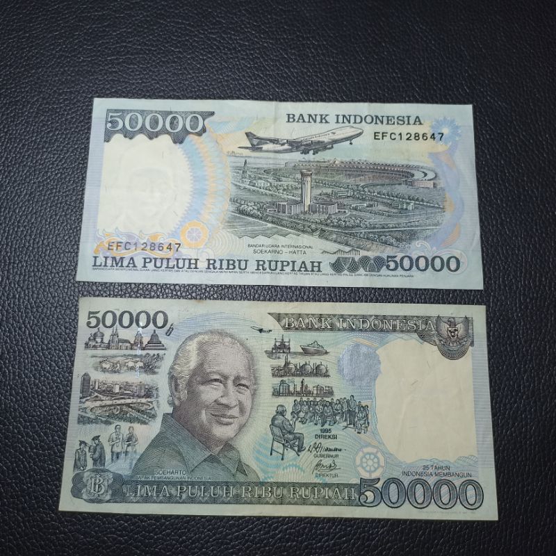 Jual uang kuno kertas 50 ribu 50.000 rupiah soeharto kertas | Shopee