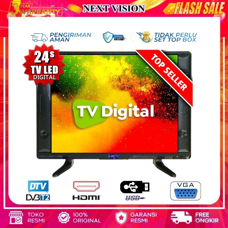 Jual NEW TV LED 24 INCH HD SUPPORT HDMI USB VGA AV GARANSI 1 TAHUN ...