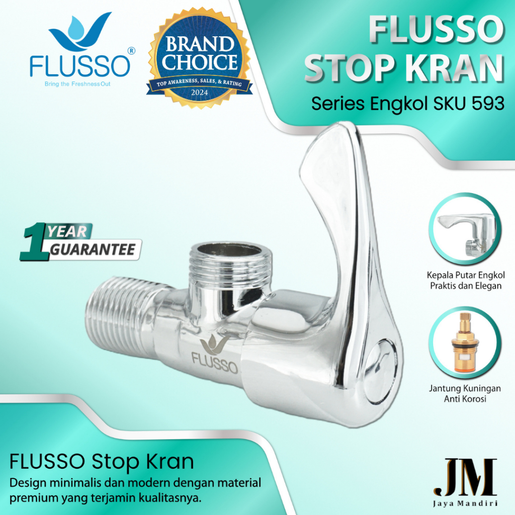 Jual Flusso Stop Kran 1/2 inch Engkol Satu Lubang Untuk Kloset WC dan ...