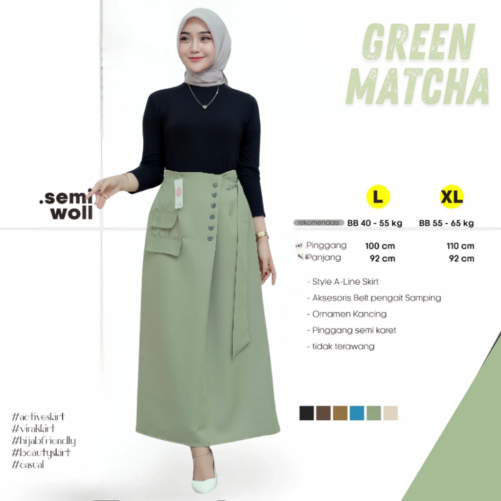 Jual Rok Frizzi Button Skirt Bahan Semi Woll/Rok Line-A/Rok Polos ...