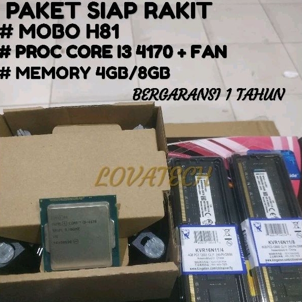 Jual PAKET CPU MURAH MOBO H81 CORE I3 4170 MEM 4GB/ 8GB GARANSI 1 TAHUN ...