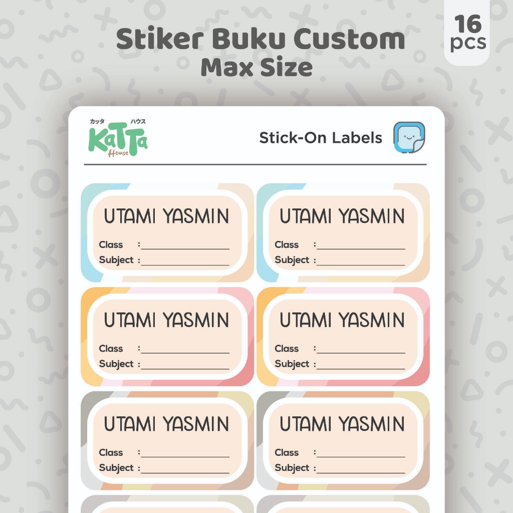 Jual Stiker Nama Buku Custom | Sticker Mapel Sekolah | Label Nama ...