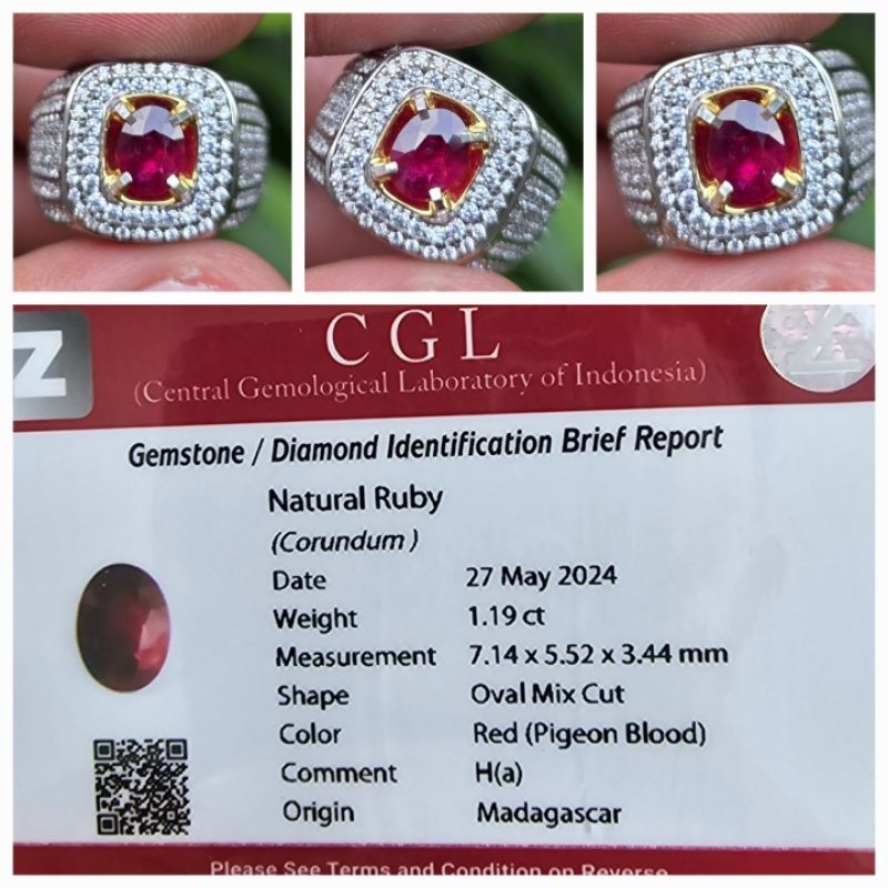 Jual Natural HQ Red Pigeon Blood Ruby Top Color Memo 1.19 crt | Shopee ...