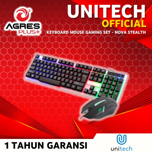 Jual Keyboard Mouse Gaming UNITECH Nova Stealth PC Full Combo USB Set ...