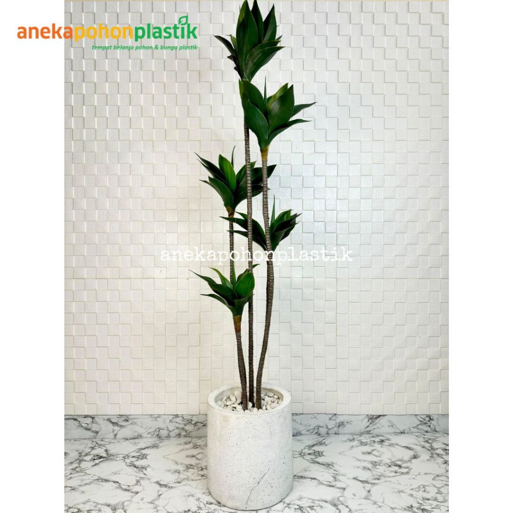 Jual Pohon Artificial Tanaman Hiasan Agave Siklok Hijau Tua Latex Pot Semen Silinder Putih