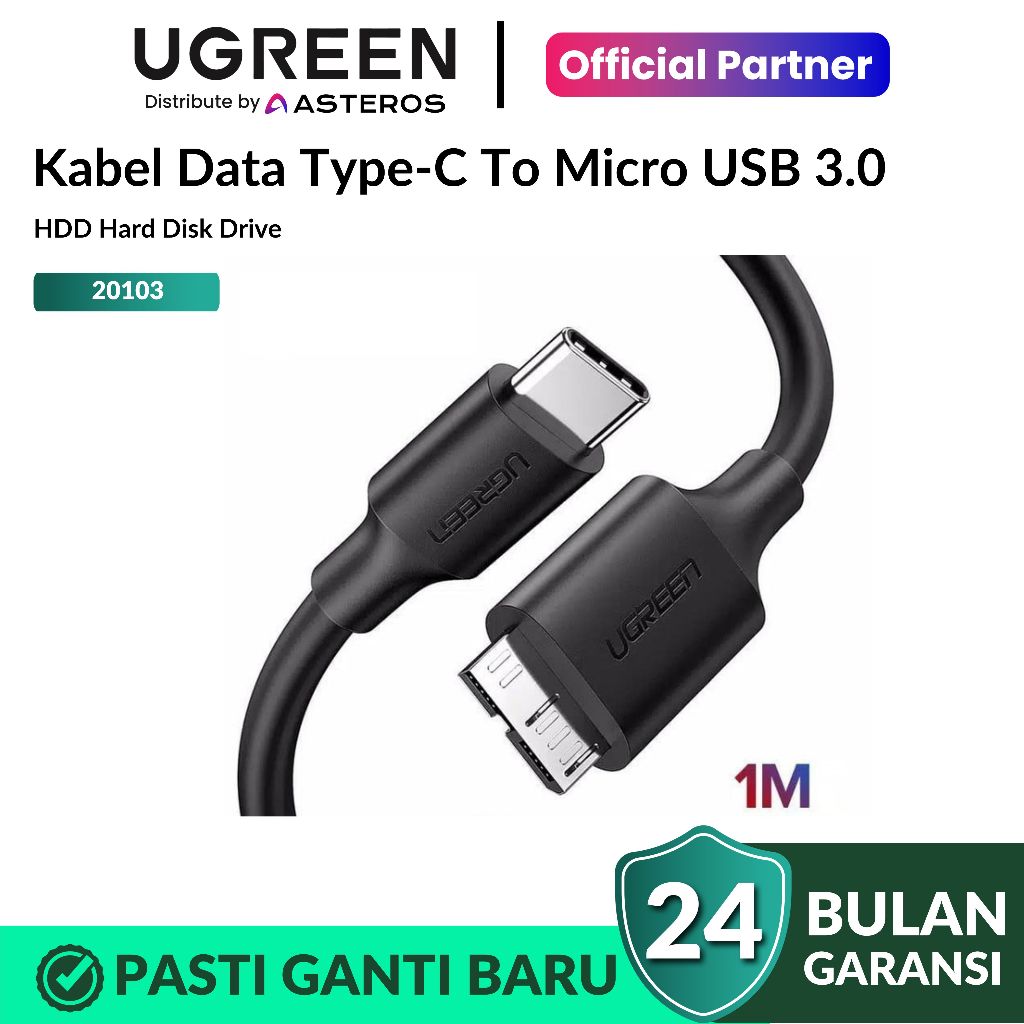 Jual Ugreen Usb C To Micro B Cable Hardisk External 1m Black 20103 Shopee Indonesia 8680