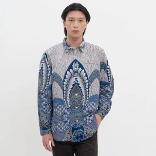 M231 Kemeja Pria Batik Panjang Biru 1722B