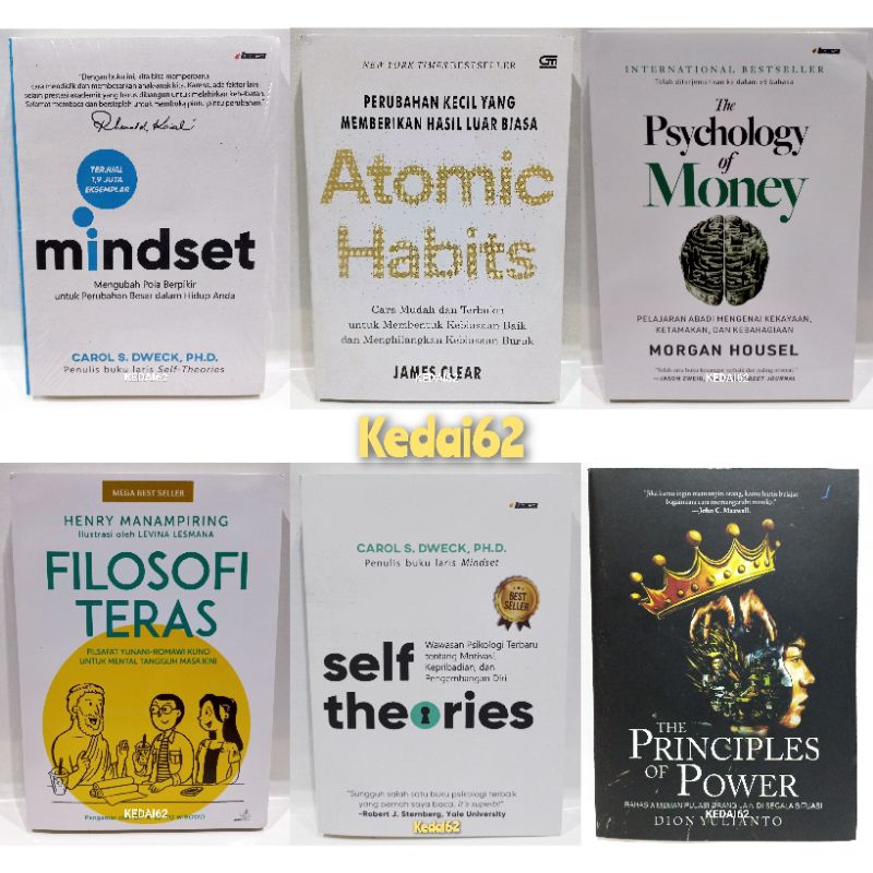 Jual Paket Isi 6 Buku Motivasi Mindset Atomic Habits The