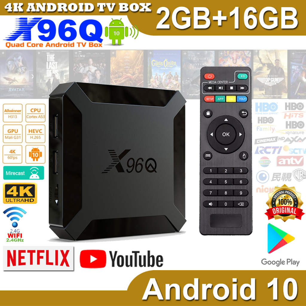 Android TV Box X96Q Mini - 4K HD - 2GO RAM + 16GO ROM - WiFi 2.4G - Mirroring Écran Smartphone