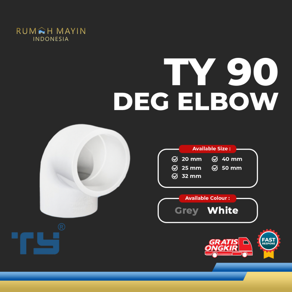 Jual TY 90 Deg Elbow Knee / Keni / L Pipa Pipe U – PVC by 3 Pawns