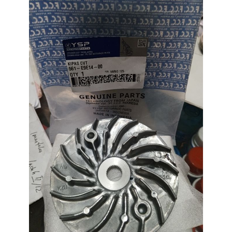 Jual KIPAS CVT FACE DRIVE KZR KWN VARIO 125 ORIGINAL YSP FCC | Shopee ...