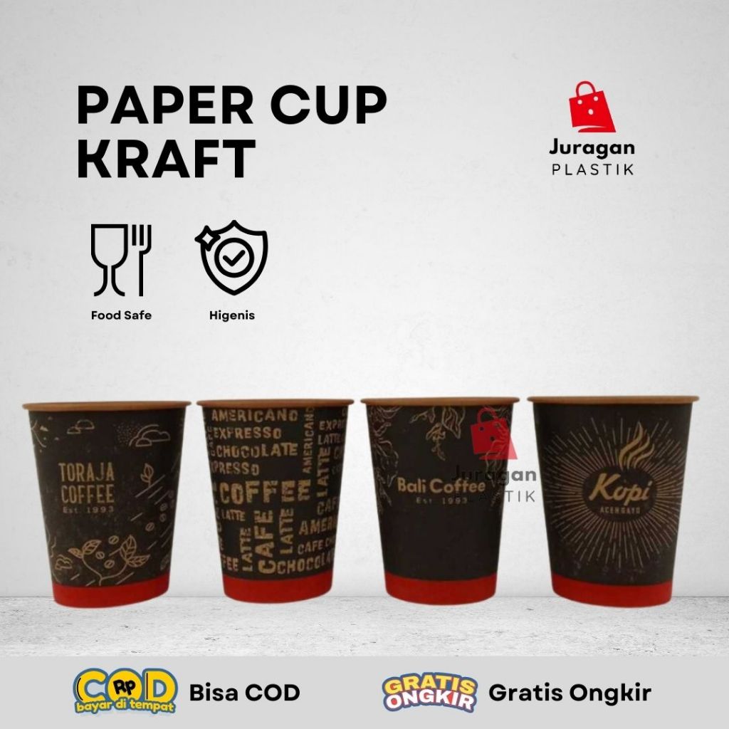 Jual WAJIB BACA DESCRIPSI!! Isi 50 Pcs / Motif Random - Paper Cup Kraft ...