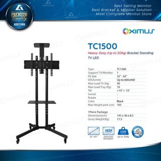 Jual OXIMUS TC1500 Bracket TV Stand Roda Mobile Trolley 32