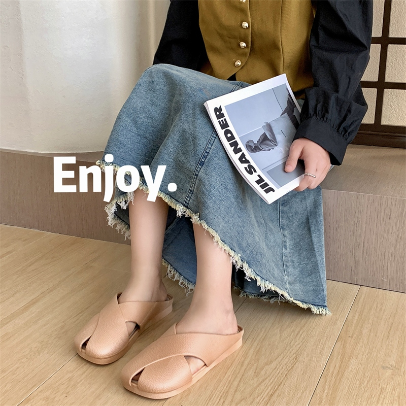 Jual 【SHOES】Women Casual Slippers Cover Toe Low Slide 5627