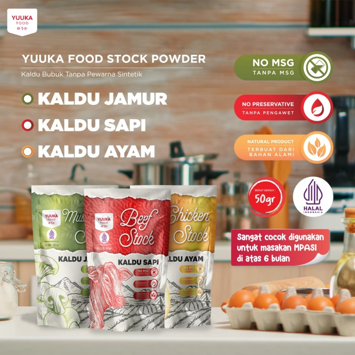 Jual Yuuka Food Kaldu Ayam / Sapi / Jamur 50g - Alami, Tanpa MSG dan ...