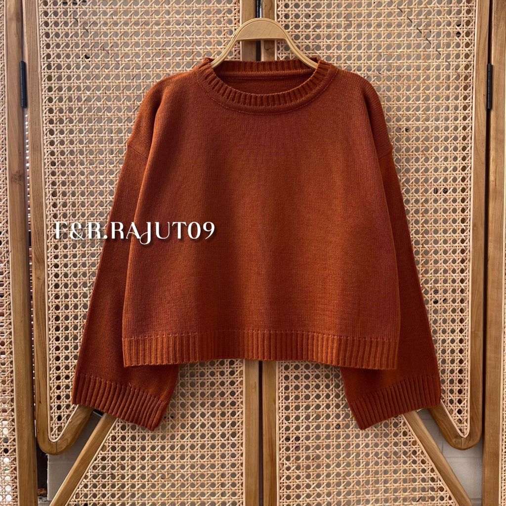 Jual Aurora Basic Crop Top Rajut Wanita Oversize - Sweater Rajut Crop ...