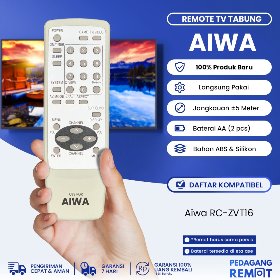Jual SPESIAL AWAL TAHUN Remot Remote TV Aiwa Tabung RCZVT16 | Shopee ...