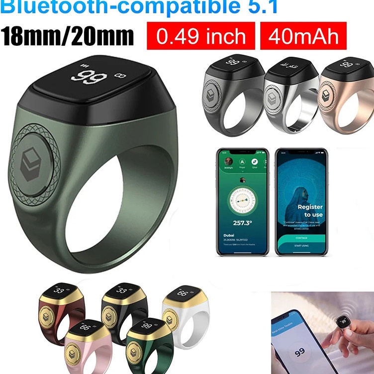 IQibla Smart Zikr Ring - Digitaler Gebetszähler Mit Display, Vibration & App