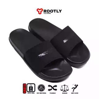 Rootly - Sandal Wanita Pria dan junior Debos Full Black Simple 33 - 44