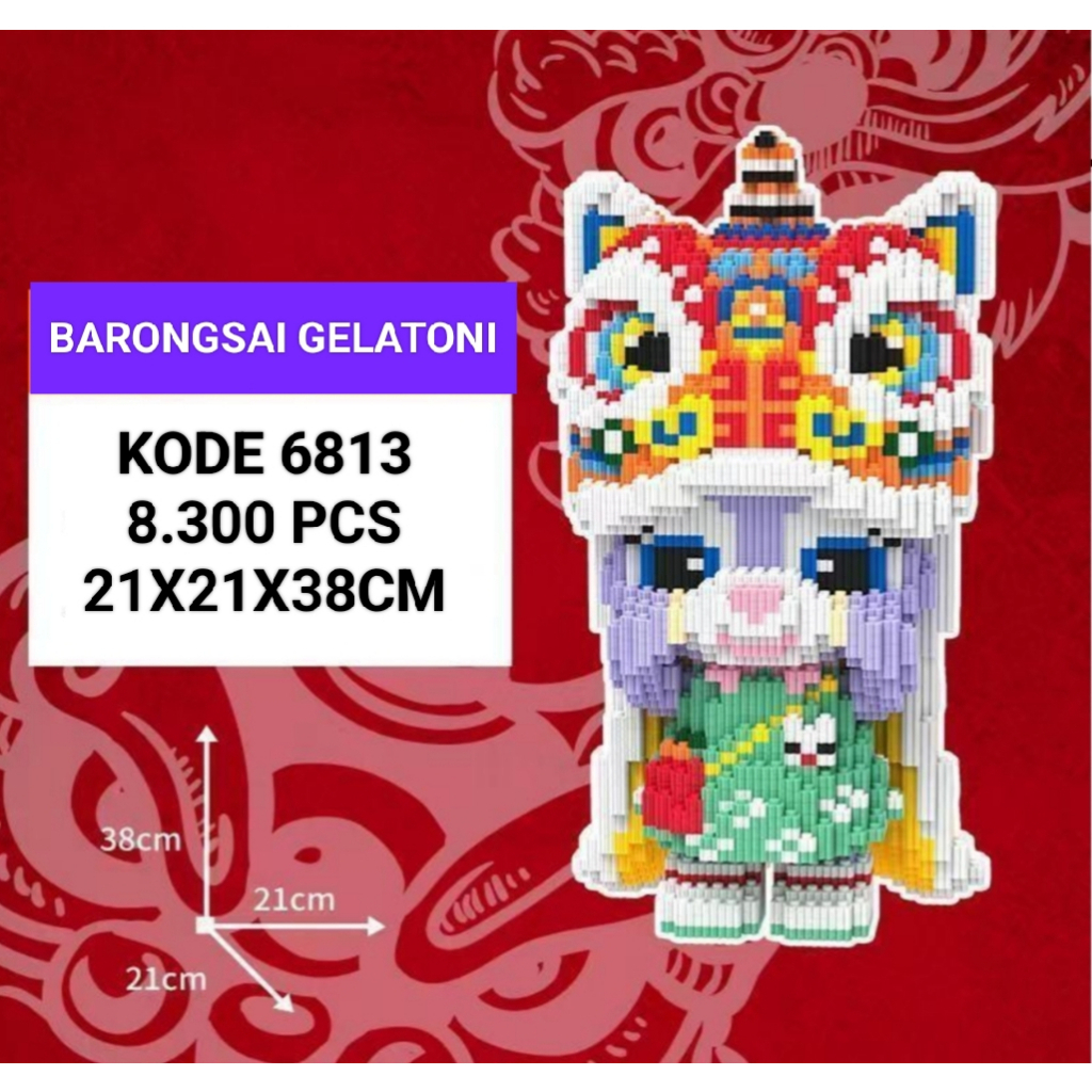 Jual Nano Block Kucing Hoki Barongsai Tiger building Dewa Rezekiblocks ...