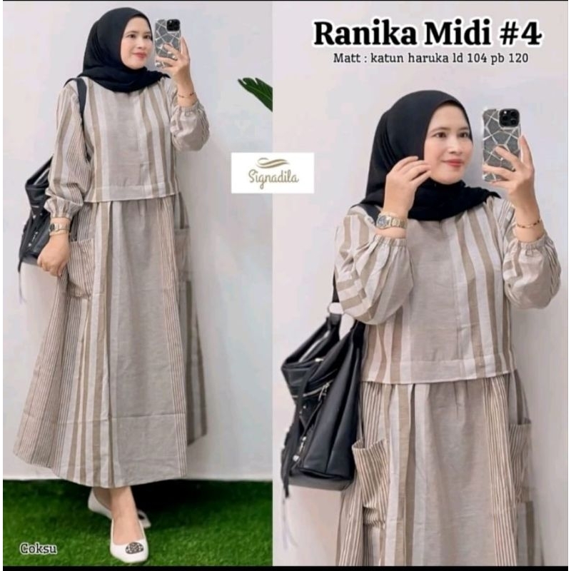 Jual RANIKA MIDI#4 DRESS BAHAN KATUN HARUKA PREMIUM SAKU DEPAN | Shopee ...