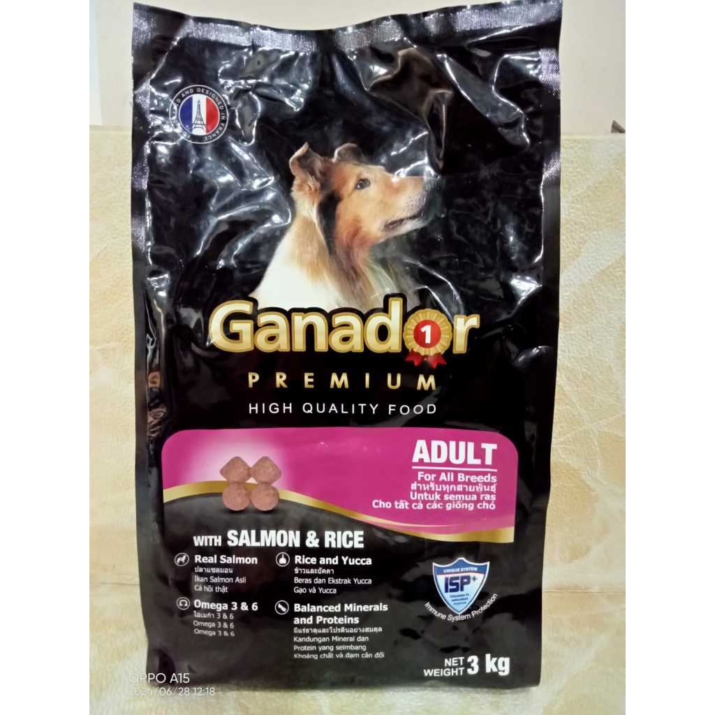 Jual Ganador adult salmon & Rice for all breeds KEMASAN FRESHPACK 3kg ...