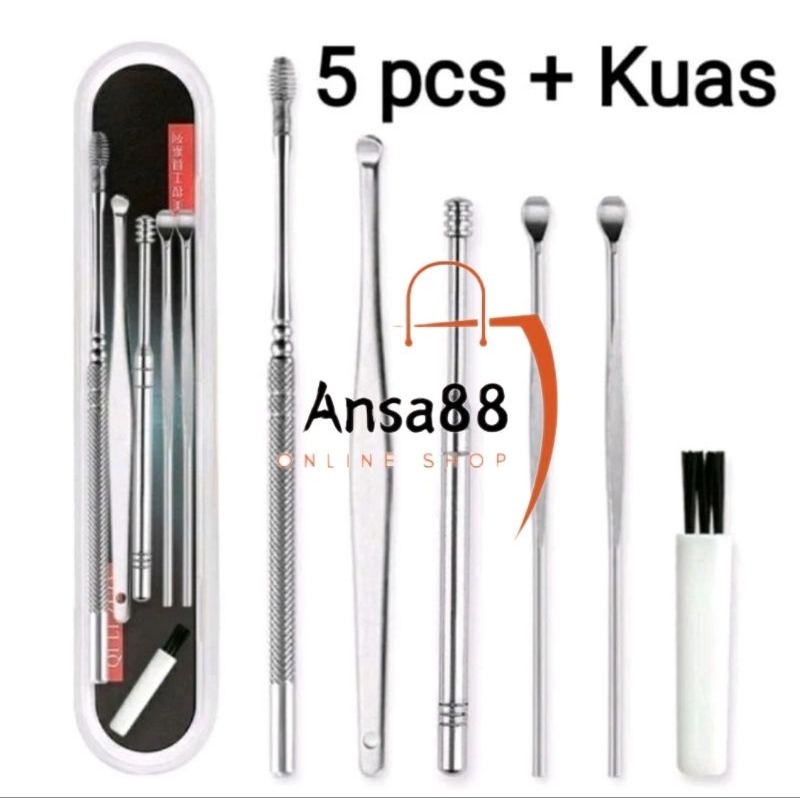 Jual [ANSA88] korek kuping set isi 6 stainless ear pick 6 pcs set ...