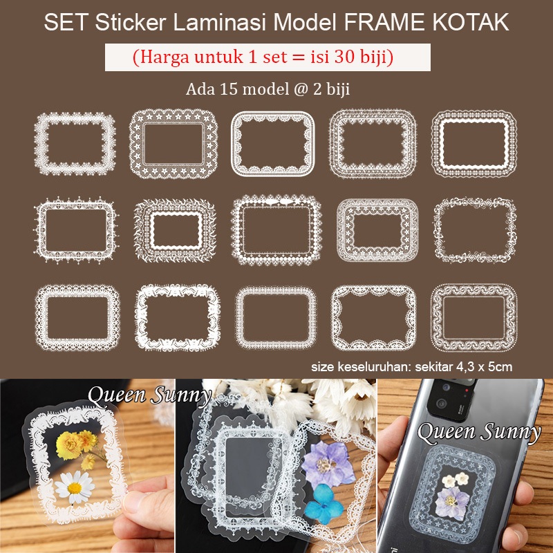 Jual DIY SET 30Biji STICKER LAMINASI MODEL FRAME KOTAK Bunga Kering ...