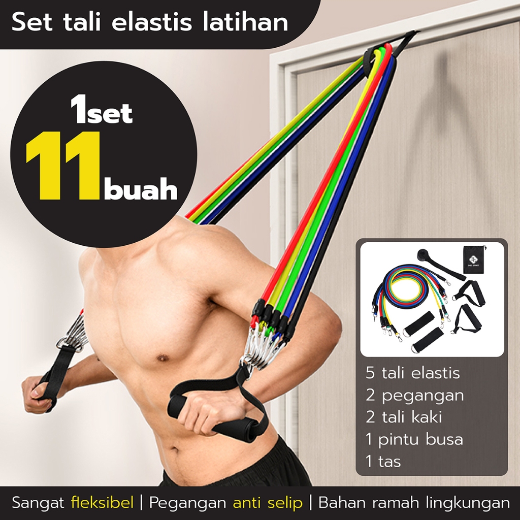 Jual HTD SPORT Resistance Bands 11 in 1 Set Tali Pembantu Fitness Gym ...