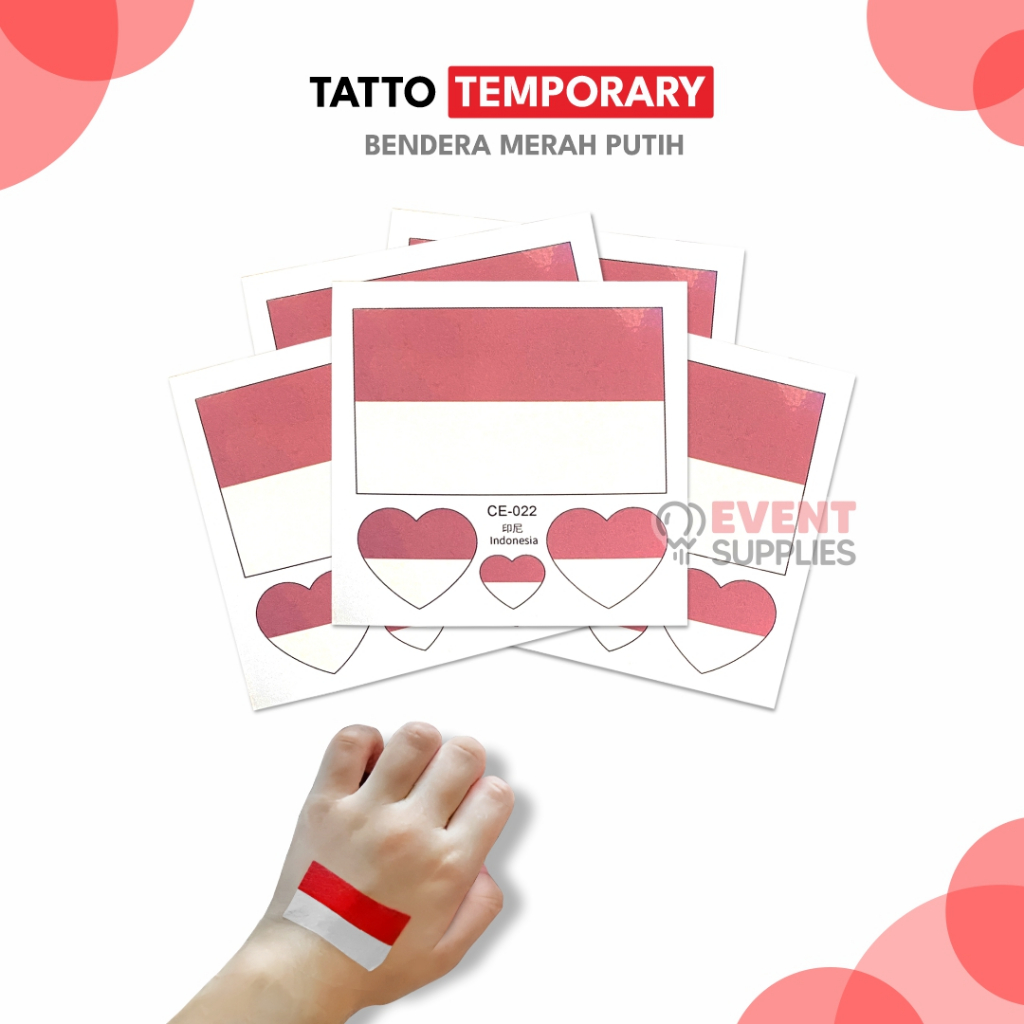 Jual Tato Temporer Tempel Bendera Love Merah Putih / Temporarry Tatto ...